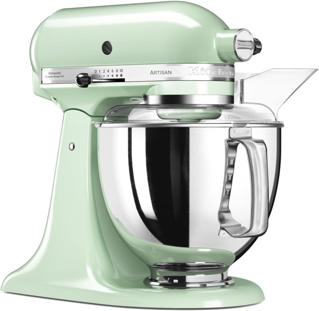 KitchenAid Küchenmaschine I Artisan I Kippbarem Food Processor I Teigknetmaschine mit 5 Zubehör | 2 Schüsseln aus Edelstahl | 4.8 L | Pistaccio