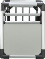 TRIXIE Hunde-Transportbox, Aluminium, L: 92 x 64 x 78 cm, grafit, rutschfste Liegematte, Klettleiste am Boden, Sicherheitsverschluss, stabil und geruscharm, hochgeschlossene Wnde - 39338