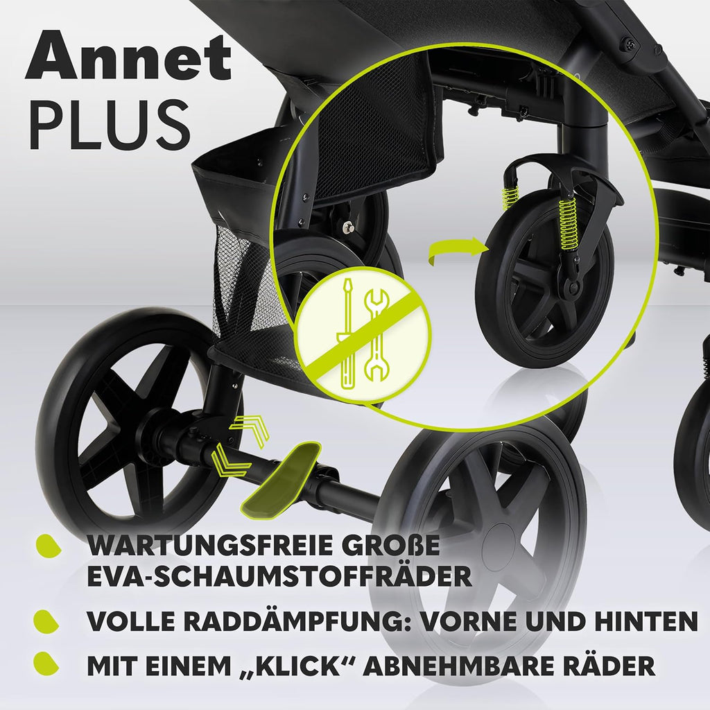 LIONELO Annet Plus Buggy bis 22 kg mit Liegefunktion, Kinderwagen klein zusammenklappbar mit Zubehör, Eva-Schaum-Räder, Moskitonetz, Fußdecke Getränkehalter, Korb