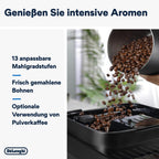 De'Longhi Magnifica Evo Next ECAM312.80.TB, Kaffeevollautomat mit 13 Getränken (Cappuccino, Espresso, Latte Macchiato), 2,4'' TFT Farbdisplay, LatteCrema Milchsystem, 2-Tassen-Funktion, Titan