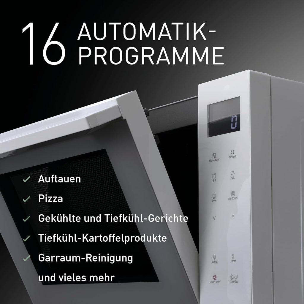 Panasonic NN-DF38PBEPG Kombi-Mikrowelle & Grill, 1000 W, 23 l, Inverter-Tech, Eco Kombi Modus, Flachbett, 16 Auto-Programme & Auftau-Modi, emailliertes Blech, Gitterrost, leichte Reinigung, Schwarz