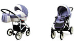 BabyLux® Bambimo Kinderwagen Set 3 in 1 - White Lux - incl. Babywanne, Buggy Sportsitz, Auto-Babyschale - Autositz - Kinderwagenset - Kombikinderwagen mit Wickeltasche, Regenschutz usw.