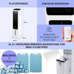 Klarstein Luftkühler mit Wasserkühlung, 5-in-1 Verdunstungskühler, Luftbefeuchter, Ventilator & Luftreiniger, Mobile Klimageräte Luftkühler mit App-Steuerung, 80W Air Cooler, 462m³/h Luftstrom, Weiß