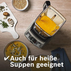 Bosch Standmixer VitaBoost MMBH6P6BDE, 6-Klingen-Edelstahlmesser, 2,5l Tritan-Mixbehälter, Stopfer, 6 Automatikprogramme, Rezeptbuch, BPA-frei, einfache Reinigung, 45,000 U/min, 1600 W, schwarz