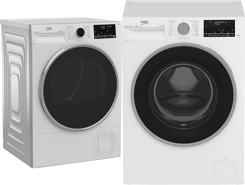 Beko B5T4824IF bPRO 500 Wäschetrockner, 8 kg, Frontlader Wärmepumpentrockner, allergikergeeignet, 15 Programme, Dampffunktion, Knitterschutz, Silent-Programm, AquaWave Schontrommel, Weiß
