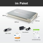 Plustek A3-Flachbettscanner OS1180, für A3-Grafiken und Dokumente Design für Büchereien, Schulen und kleine Büros. Benötigt ca. 9 Sekunden für EIN A3-Dokument.