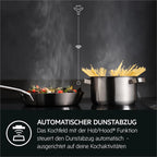 AEG Induktionskochfeld autark 80cm mit Dunstabzug / Made in Germany / 4 Flex-Kochzonen mit Bridge (Kombination 2er Zonen) / Auto-Funktion des Dunstabzugs / Aktivkohlefilter / COLI84COXB