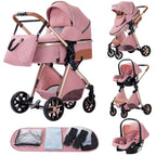 YAZOCO kinderwagen 3 in 1 Buggy Babybett Komplett Set Einem Klick Zusammenklappbarer Kinderwagen, KombiKinderwagen Aluminiumrahmen für Neugeborene Sitzzubehör (1 schwarz)