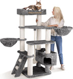 HAPPYPET Kratzbaum große Katzen XXL Jacob - Katzenbaum Deckenhoch, Stabil und Massiv mit Sisalsäulen und Dicker Bodenplatte, Ideal für Schwere Rassen