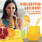 Lumaland Edelstahl Saftpresse | Hochwertige, sehr leise, manuell bedienbare Zitruspresse | Stilvolle Handpresse, wartungsfrei & leistungsstark für viel mehr Saft | Einfach frische Sfte pressen