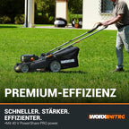 WORX WG737E Nitro Akku-Rasenmäher 40V(2x20V) - leistungsstarke bürstenloser Motor - 37cm Schnittbreite - 6 Schnitthöhenstufe (20-70mm) - 40L Grasfangsack - inkl. 2x4Ah Akkus & Dual-Ladengerät
