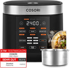 COSORI Reiskocher, Multikocher mit 17 Programme, Rice Cooker 1,8 L, Fuzzy-Logik, Dampfgarer mit Edestahleinsatz, Rezeptbuch, Slow Cooker, Premium Innentopf, Warmhaltefunktion, Timer, Schwarz