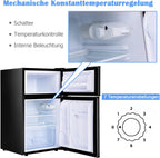 GOPLUS Kühlschrank mit Gefrierfach - Kühl Gefrierkombination / 90L Gesamtnutzinhalt, 27L Gefrierteil/Thermostat einstellbar/LED Innenbeleuchtung/Türanschlag wechselbar (Weiß)