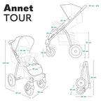LIONELO Annet Plus Buggy bis 22 kg mit Liegefunktion, Kinderwagen klein zusammenklappbar mit Zubehör, Eva-Schaum-Räder, Moskitonetz, Fußdecke Getränkehalter, Korb