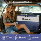 AAOBOSI Compressor Cool Box 36 L, Cool Box Car with WiFi App Control, 12/24 V and 100-240 V Electric Cool Box, up to -20 °C for Car, Truck, Boat, Motorhome, Camping, Double Zone