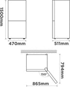 Comfee' RCB169DK3 Kühlschrank mit Gefrierfach 150cm Höhe/Kühl-/Gefrierkombination/Low Frost/174L/leise Kühlgefrierkombi 38dB/Einstellbare Kühlschranktemperatur/LED-Licht/156 kWh/Jahr/Schwarz