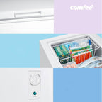 Comfee RCC100WH2(E) Gefriertruhe/169 kWh/Jahr/85cm hoch/99L/38dB/Geringe Lautstärke/Hoch effizientesD-förmigesRohr/Geeignet für verschiedene Einsatzszenarien/Einstellbarer Temperaturregler/Weiß