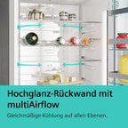 SIEMENS KG39EAICA iQ500 Kühl-Gefrier-Kombination, 201 x 60 cm, 249 L Kühlen + 94 L Gefrieren, LowFrost seltener abtauen, LED-Beleuchtung gleichmige Ausleuchtung, BigBox Platz für groes Gefriergut