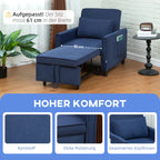 HOMCOM Schlafsessel Klappbett 3in1 verstellbar mit Rollen Blau