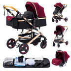 YAZOCO kinderwagen 3 in 1 Buggy Babybett Komplett Set Einem Klick Zusammenklappbarer Kinderwagen, KombiKinderwagen Aluminiumrahmen für Neugeborene Sitzzubehör (1 schwarz)