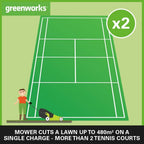 Greenworks 48V (2x24V) Selbstfahrender Akku Rasenmher für groe Flchen bis zu 480m, 46cm Schnittbreite, 55L Sack PLUS zwei 4Ah-Akkus und Doppelladegert GD24X2LM46SPK4X