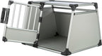 TRIXIE Hunde-Transportbox, Aluminium, L: 92 x 64 x 78 cm, grafit, rutschfste Liegematte, Klettleiste am Boden, Sicherheitsverschluss, stabil und geruscharm, hochgeschlossene Wnde - 39338
