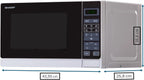 Sharp R242INW Solo-Mikrowelle / 20 L / 800 W / 5 Leistungsstufen / 8 Automatikprogramme / Gewicht- und zeitgesteuerte Auftauen / Kindersicherung / Energiesparmodus / Glasdrehteller (25,5 cm) / silber