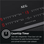 AEG IKE64441XB Autarkes Kochfeld / Induktion / Serie 6000 mit Bridge / Hob²Hood / Slider-Bedienung / 60 cm / Edelstahlrahmen / 4 Kochzonen / Bridge-Funktion / Powerfunktion / Kindersicherung