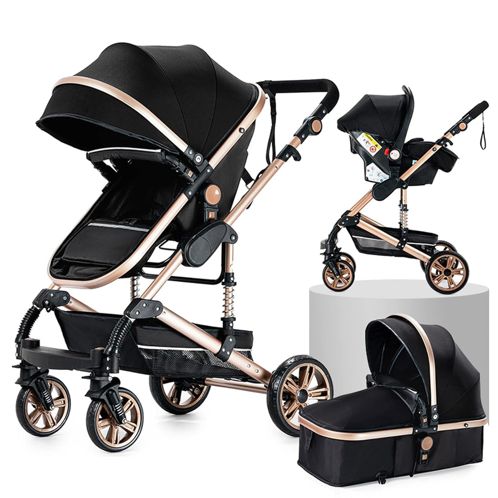 3 in 1 Kombikinderwagen 3 in 1 Reisesysteme Kinderwagen Infant Hochlandschaft Liegender Buggy Kinderwagen Neugeborenen Kinderwagen Faltbarer Standardkinderwagen (906 White)