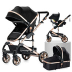 3 in 1 Kombikinderwagen 3 in 1 Reisesysteme Kinderwagen Infant Hochlandschaft Liegender Buggy Kinderwagen Neugeborenen Kinderwagen Faltbarer Standardkinderwagen (906 White)