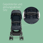 Maxi-Cosi Lara2 Baby Kinderwagen, 0–4 Jahre, 0–22 kg, federleichter, kompakter Buggy, 3 Liegepositionen, flache Liegeposition, klein zusammenklappbar, Schultergurt, Essential Graphite