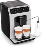 Krups Evidence ECOdesign Kaffeevollautomat mit Milchschlauch, 8 Getränke, 2-Tassen-Funktion, Recyceltes Material, Kaffeemaschine, Weiß/Schiefer, EA897A10