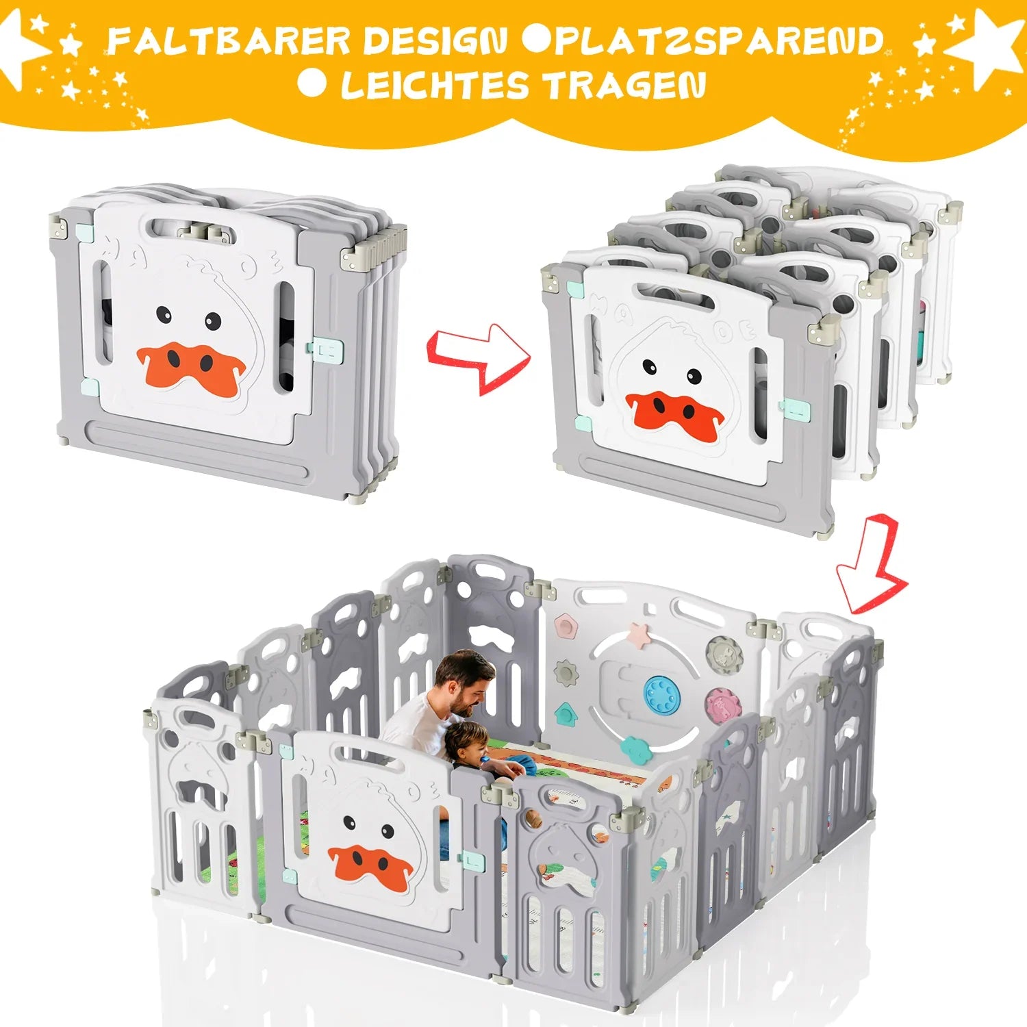 Sonnewelt Laufgitter Faltbares baby mit Krabbelmatte