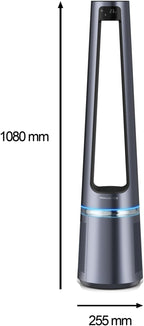 Rowenta QU5062 Eclipse 3in1 Luftreiniger, Heizlüfter, Ventilator, filtert 99,9% der Partikel, für 30 m2 Raumgröße, schnelle Heizung bis zu 35°C, automatischer Tag- und Nachtmodus, Schwarz/Grau