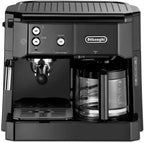 De'Longhi Kombikaffeemaschine BCO 421.S – Kaffeemaschine mit Espresso-Siebträger und Filterkaffee-Funktion inkl. Milchaufschäumdüse, Glaskanne & Wasserfilter-System, 1 l, Edelstahl/Schwarz, single