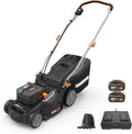 WORX WG737E Nitro Akku-Rasenmäher 40V(2x20V) - leistungsstarke bürstenloser Motor - 37cm Schnittbreite - 6 Schnitthöhenstufe (20-70mm) - 40L Grasfangsack - inkl. 2x4Ah Akkus & Dual-Ladengerät