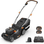 WORX WG737E Nitro Akku-Rasenmäher 40V(2x20V) - leistungsstarke bürstenloser Motor - 37cm Schnittbreite - 6 Schnitthöhenstufe (20-70mm) - 40L Grasfangsack - inkl. 2x4Ah Akkus & Dual-Ladengerät