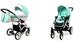 BabyLux® Bambimo Kinderwagen Set 3 in 1 - White Lux - incl. Babywanne, Buggy Sportsitz, Auto-Babyschale - Autositz - Kinderwagenset - Kombikinderwagen mit Wickeltasche, Regenschutz usw.