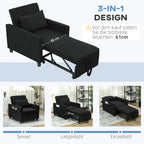 HOMCOM Schlafsessel Klappbett 3in1 verstellbar mit Rollen