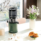 HUROM | Entsafter Gemüse und Obst | Slow Juicer | H320N | Elektrische Kaltpresse | Ruhiger Motor | Leicht zu Reinigen | mit groem Behlter und Siebfilter 2L | 200 Watt | BPA Frei | Schwarz