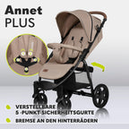 LIONELO Annet Plus Buggy bis 22 kg mit Liegefunktion, Kinderwagen klein zusammenklappbar mit Zubehör, Eva-Schaum-Räder, Moskitonetz, Fußdecke Getränkehalter, Korb