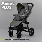 LIONELO Annet Plus Buggy bis 22 kg mit Liegefunktion, Kinderwagen klein zusammenklappbar mit Zubehör, Eva-Schaum-Räder, Moskitonetz, Fußdecke Getränkehalter, Korb