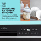Klarstein  ia 8 - Spülmaschine, Geschirrspüler, Freistehend, Teilintegriert, F, 55 cm breit, 8 Maßgedecke, 6 Programme, Aquastop, silber