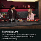 AEG Induktionskochfeld autark 80cm mit Dunstabzug / Made in Germany / 4 Flex-Kochzonen mit Bridge (Kombination 2er Zonen) / Auto-Funktion des Dunstabzugs / Aktivkohlefilter / COLI84COXB