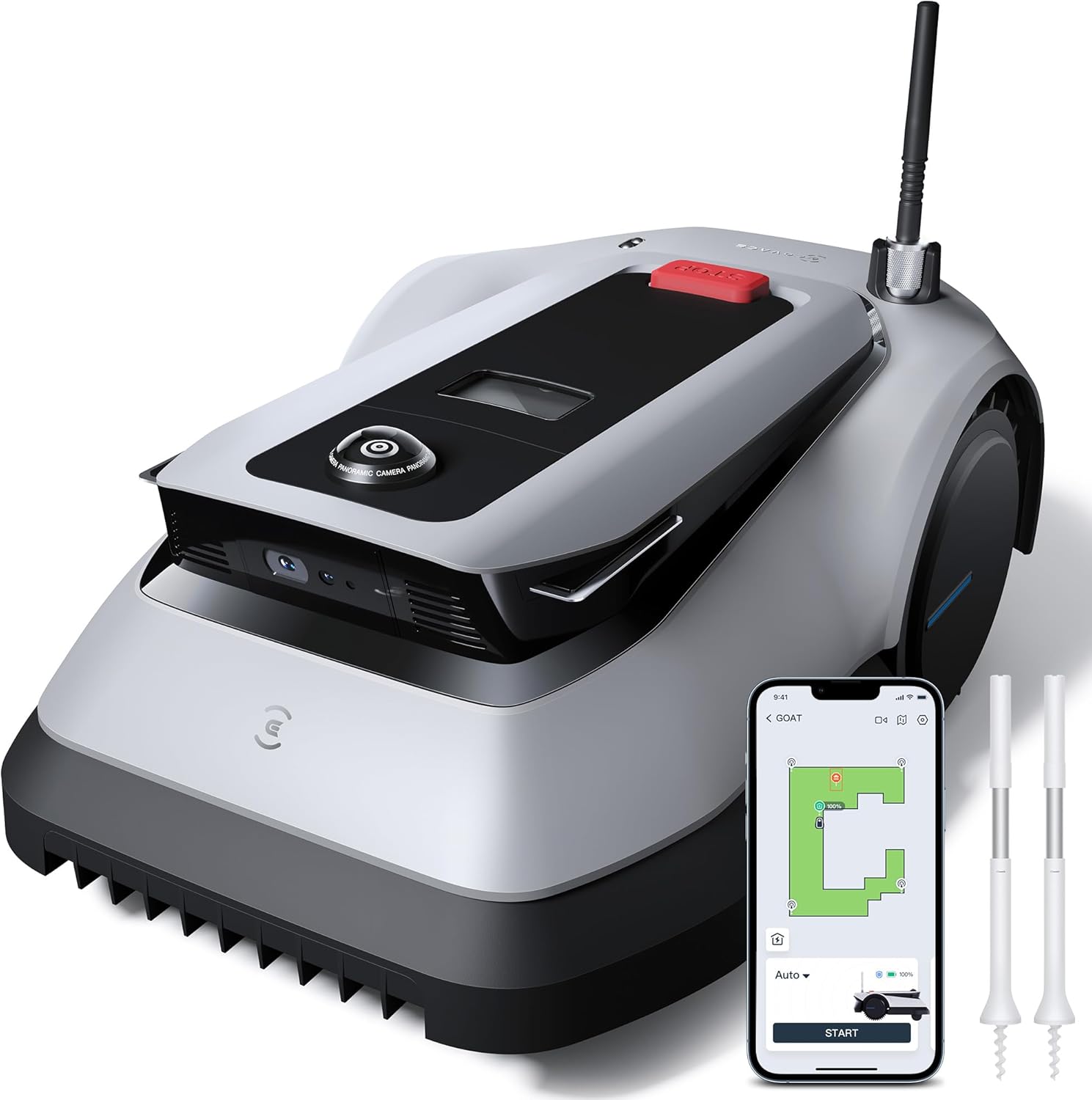 ECOVACS GOAT G1-800 Mhroboter ohne Begrenzungskabel 800㎡, Rasenmher Roboter mit TrueMapping-Multifusionslokalisierung,   Hindernisvermeidung, 16-Zonen-Management, 45% Steigung, Videomanager