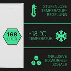 Bomann Gefrierschrank | Tiefkühlschrank | Freezer | Nutzinhalt 168 Liter | wechselbarer Türanschlag | 4 Sterne Gefrierraum | GS 7340 inox