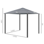 Outsunny Gartenpavillon Hardtop mit Polycarbonat-Dach Fliegennetz Alu