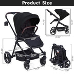 3 in 1 Kinderwagen Set mit umkehrbarem Sport-Sitz, Babywanne & Buggy – Ein-Klick-Zusammenklappbar, Leicht & Tragbar mit Großem Regenschutz
