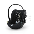 CYBEX Gold Babyschale Cloud G i-Size Comfort, Inkl. Neugeboreneneinlage, Ab Geburt bis ca. 24 Monate, Für Kinder ab 40 cm bis 87 cm, Max. 13 kg, Moon Black