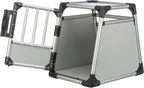 TRIXIE Hunde-Transportbox, Aluminium, L: 92 x 64 x 78 cm, grafit, rutschfste Liegematte, Klettleiste am Boden, Sicherheitsverschluss, stabil und geruscharm, hochgeschlossene Wnde - 39338
